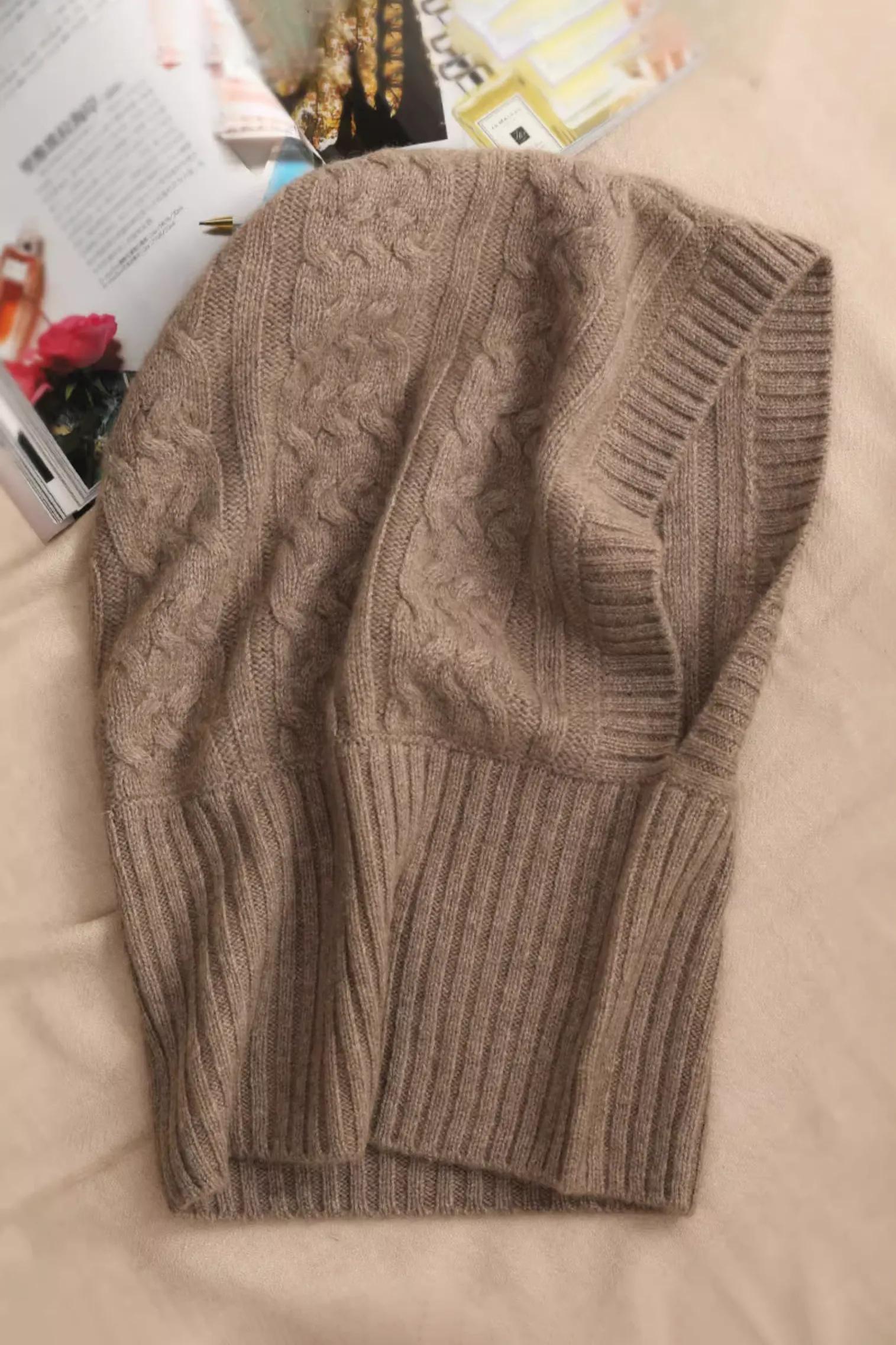 100% Cashmere Balaclava Beanie