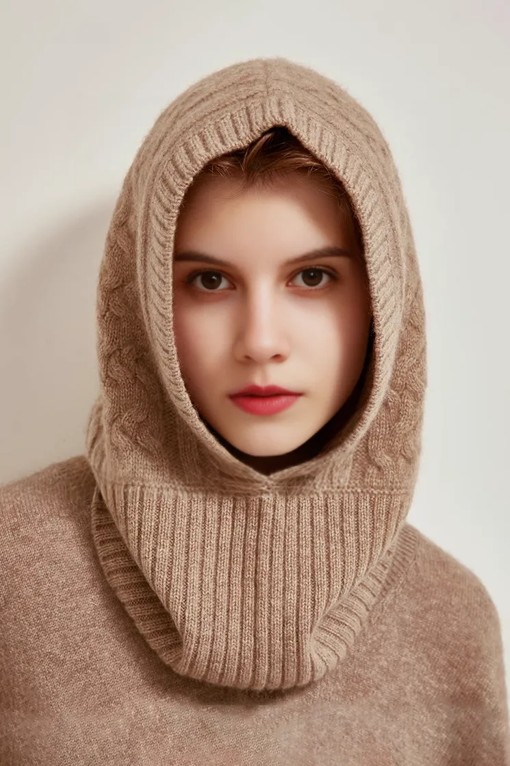 100% Cashmere Balaclava Beanie