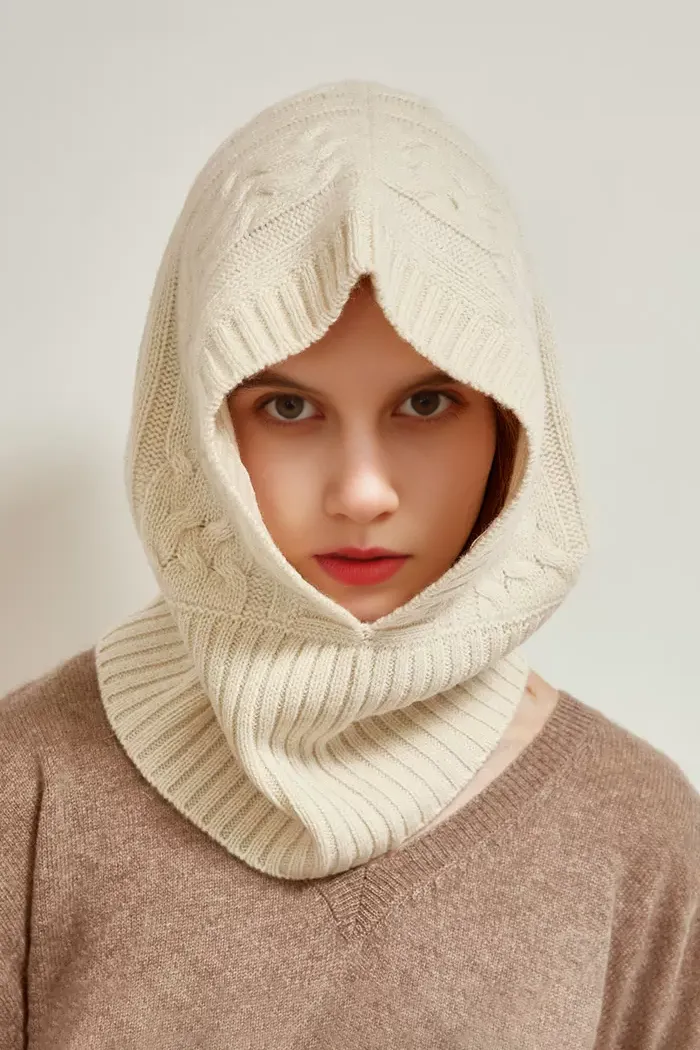100% Cashmere Balaclava Beanie