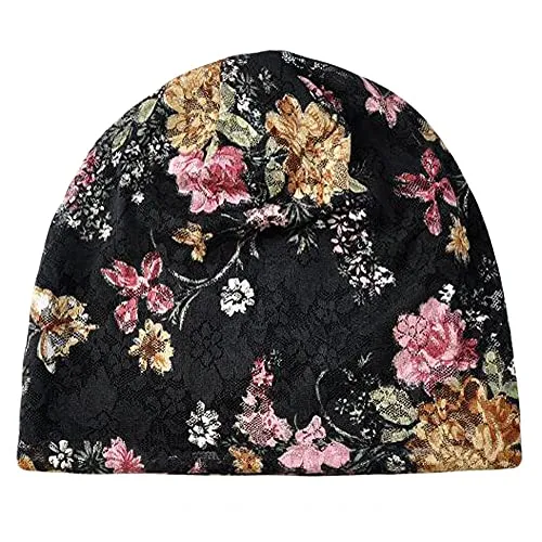 3-Pack Women's Slouchy Knit Beanie Chemo Hat or Winter Cap - Large Florals