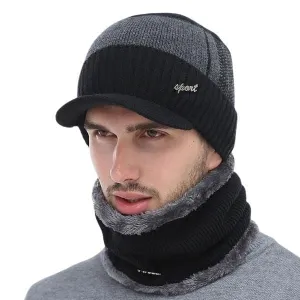 AETRUE Men's Sports Fashion Winter Knitted Wool Hat & The Infinity Scarf Set