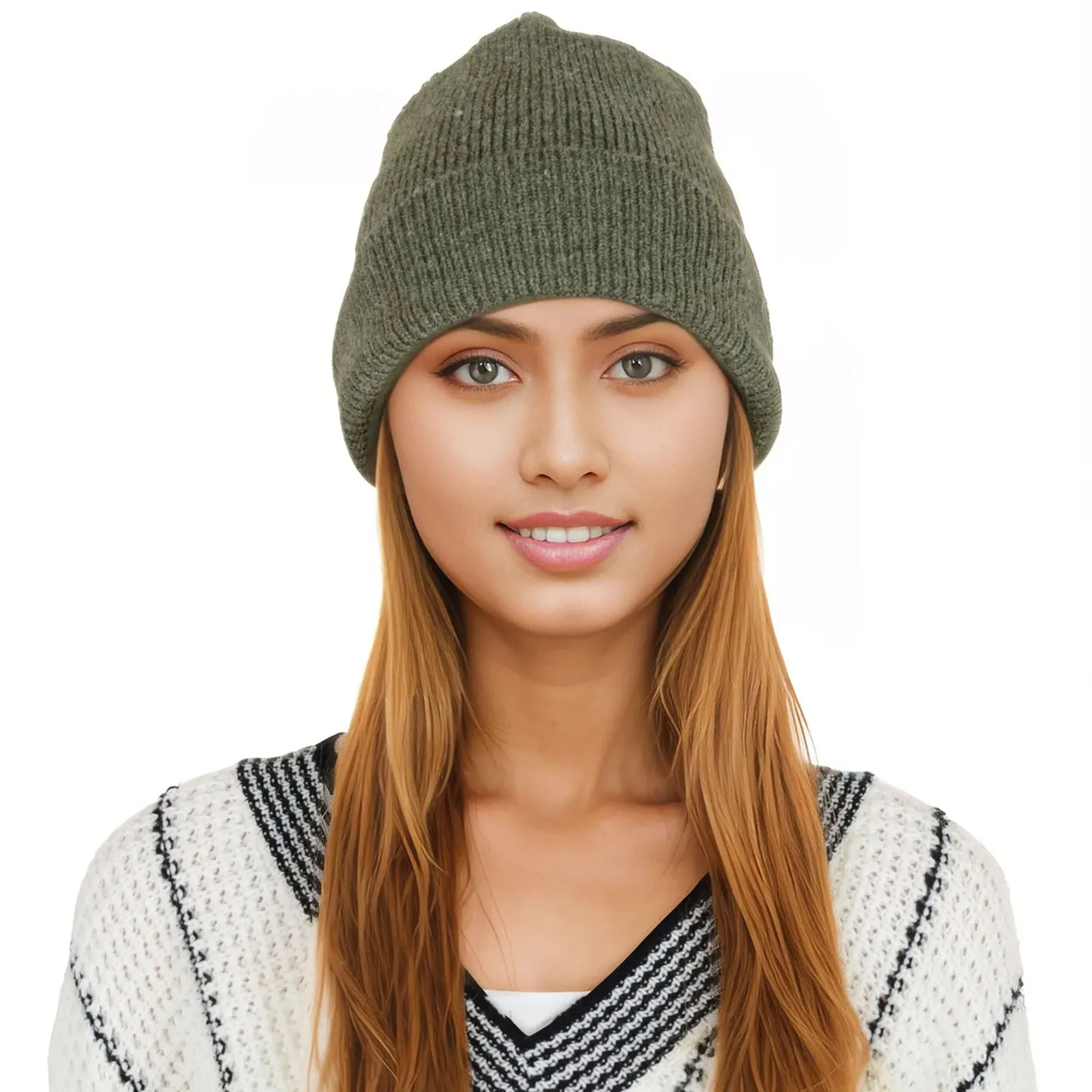 Alilang Warm Winter Knit Cuffed Beanie Cap for Women Men Daily Slouchy Ski Hat Cap