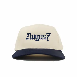 August 7 Year Anniversary "7" 5 Panel Snapback Hat (Navy/Natural)