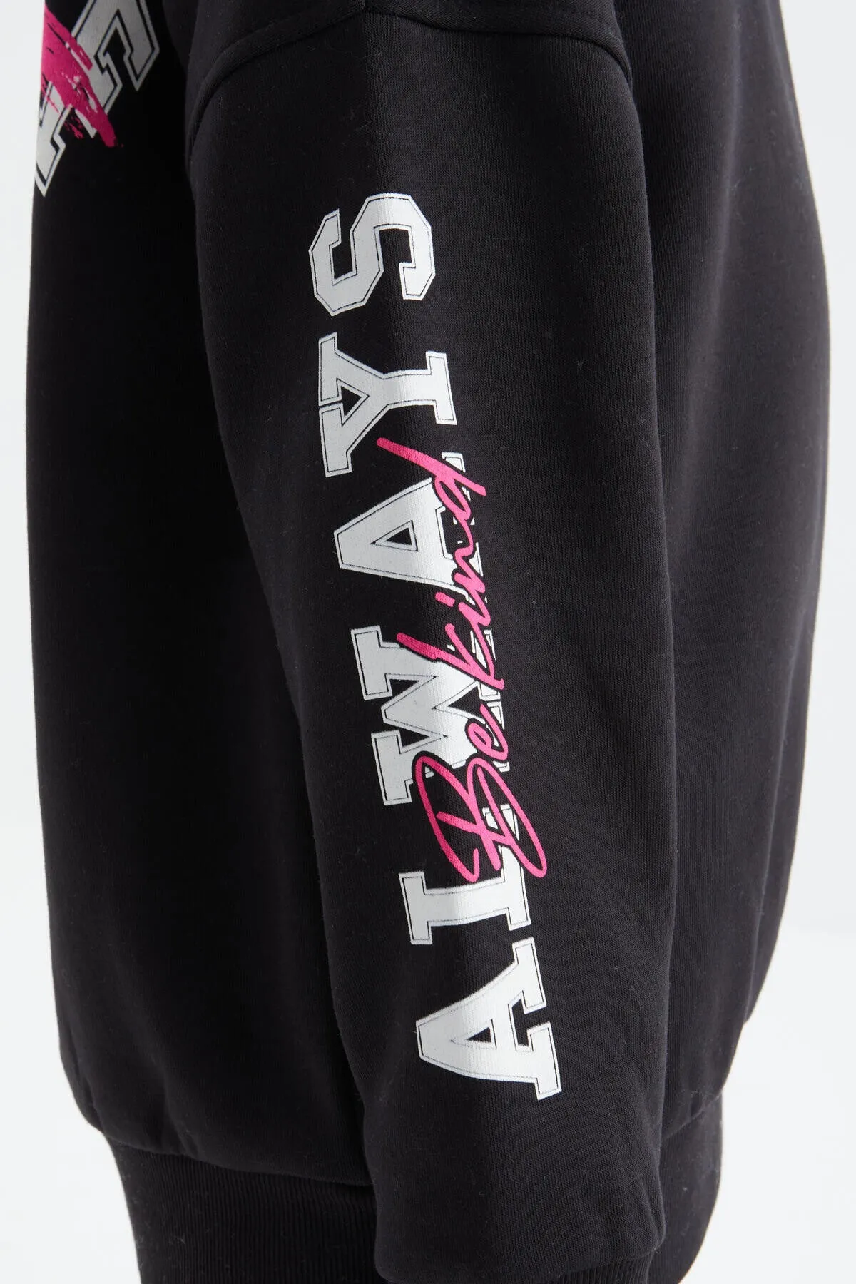 baski detayli o yaka kiz çocuk sweatshirt - 75095