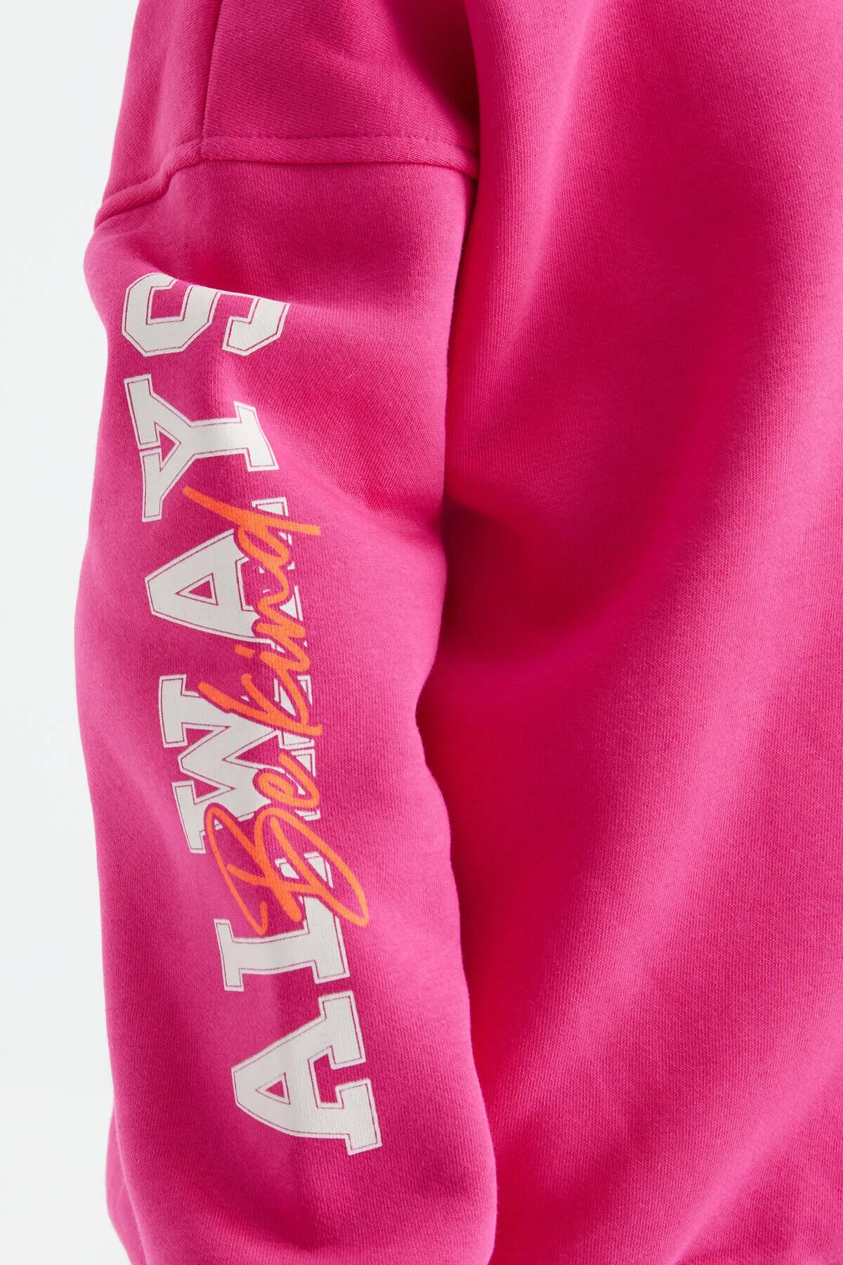 baski detayli o yaka kiz çocuk sweatshirt - 75095