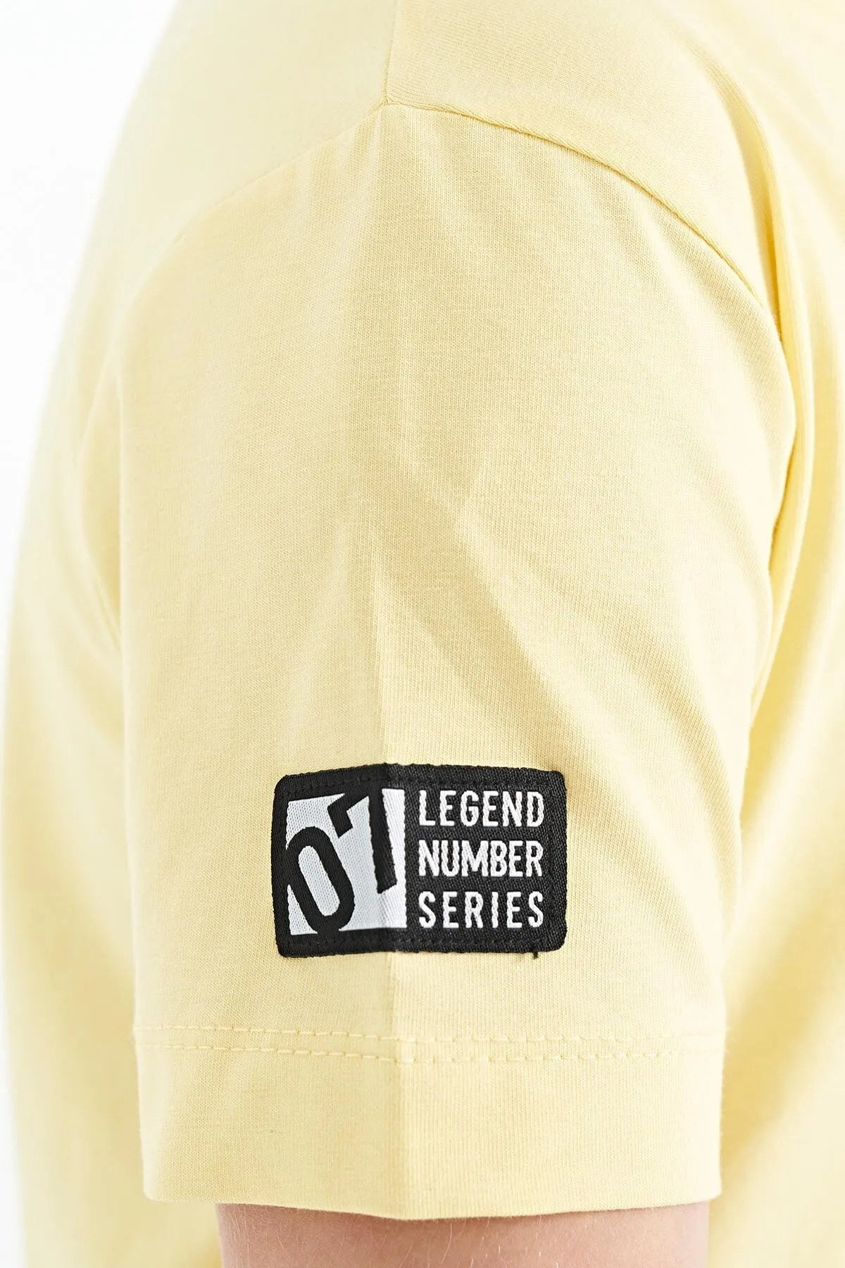 baski detayli o yaka standart kalip erkek çocuk t-shirt - 11104