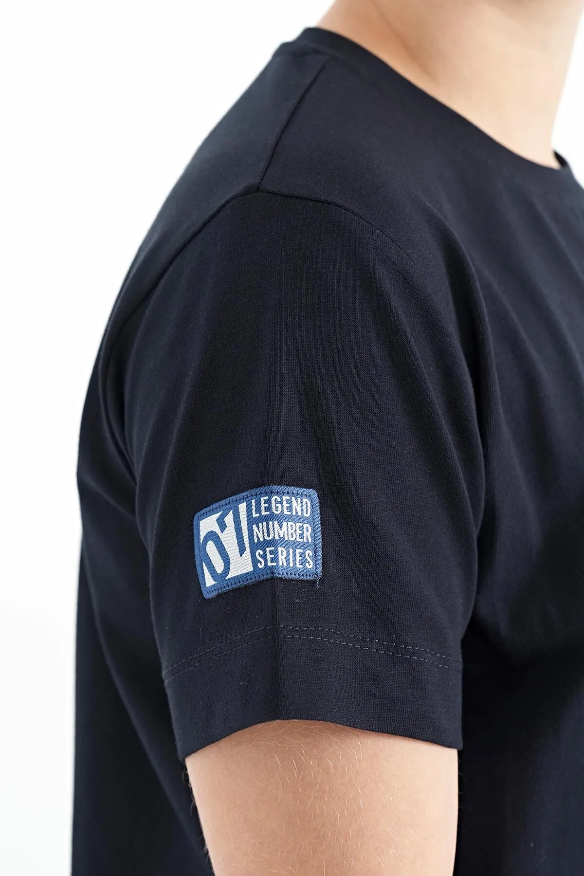 baski detayli o yaka standart kalip erkek çocuk t-shirt - 11104