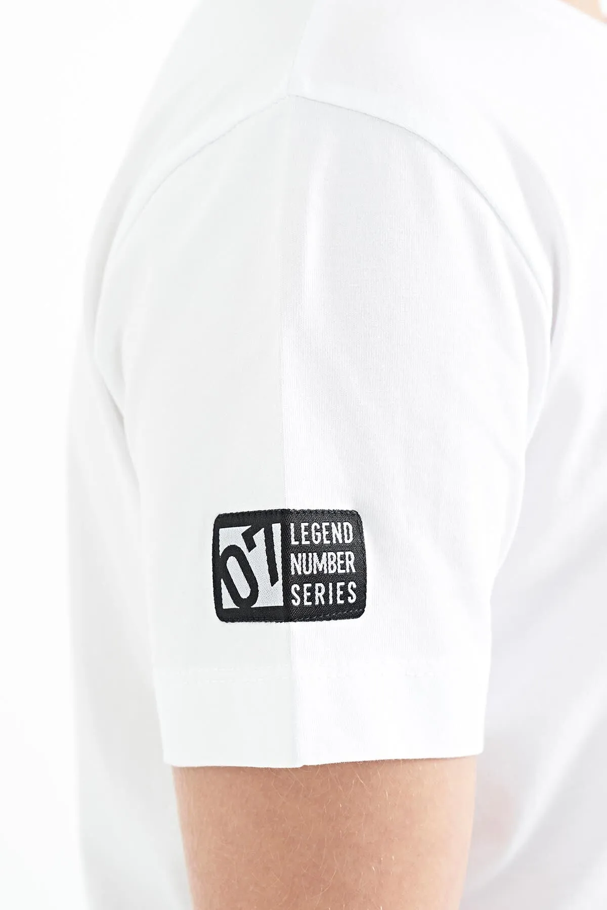 baski detayli o yaka standart kalip erkek çocuk t-shirt - 11104