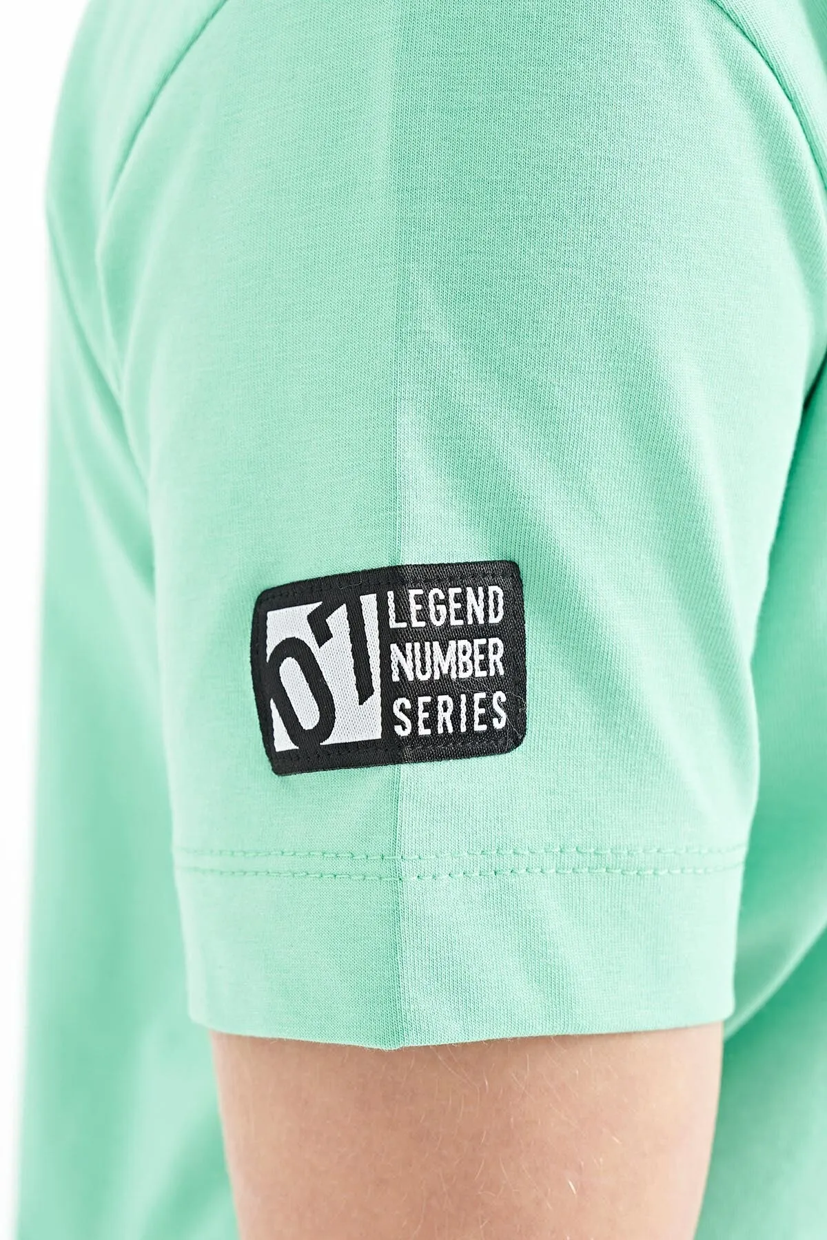 baski detayli o yaka standart kalip erkek çocuk t-shirt - 11104