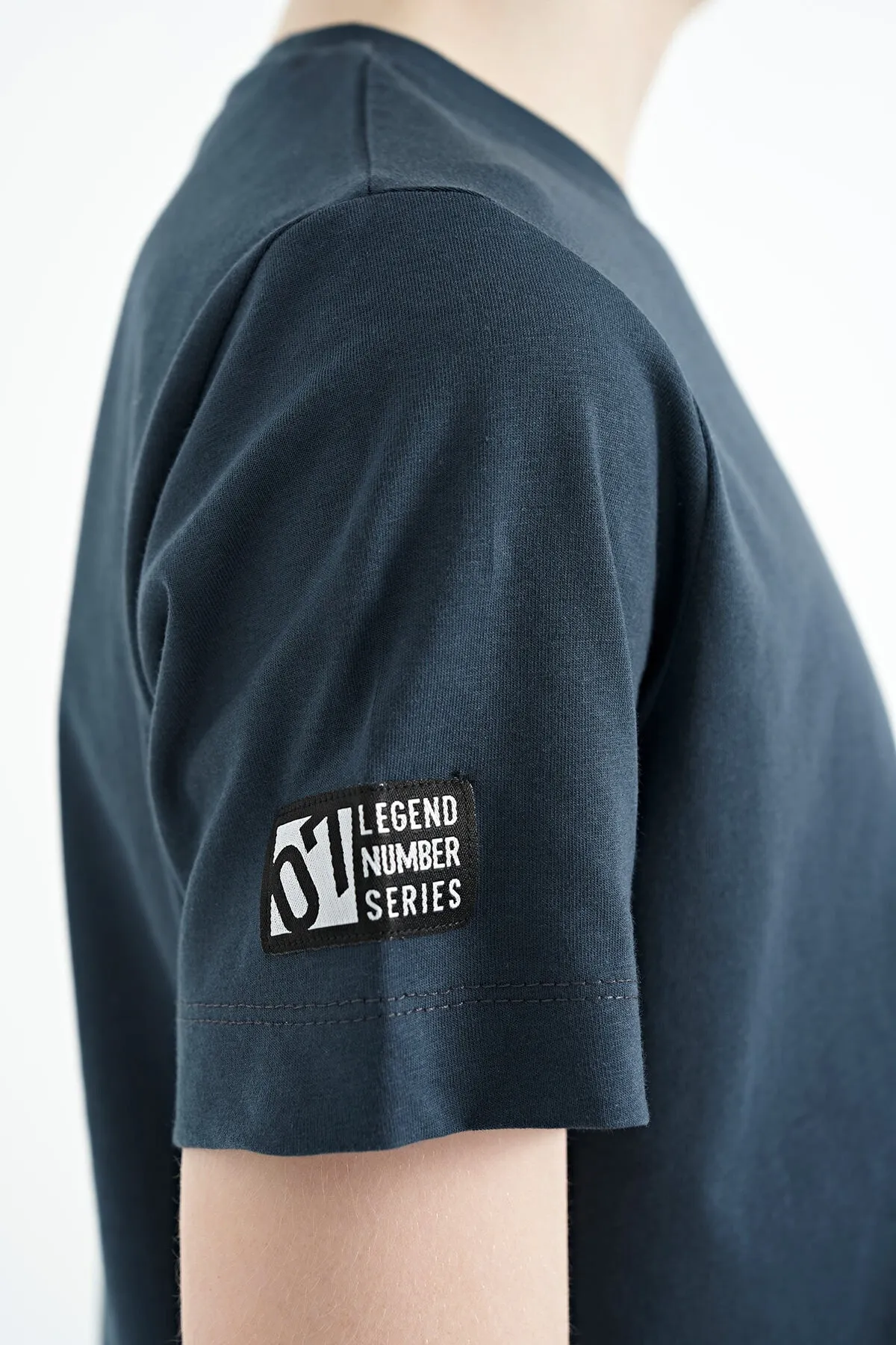 baski detayli o yaka standart kalip erkek çocuk t-shirt - 11104