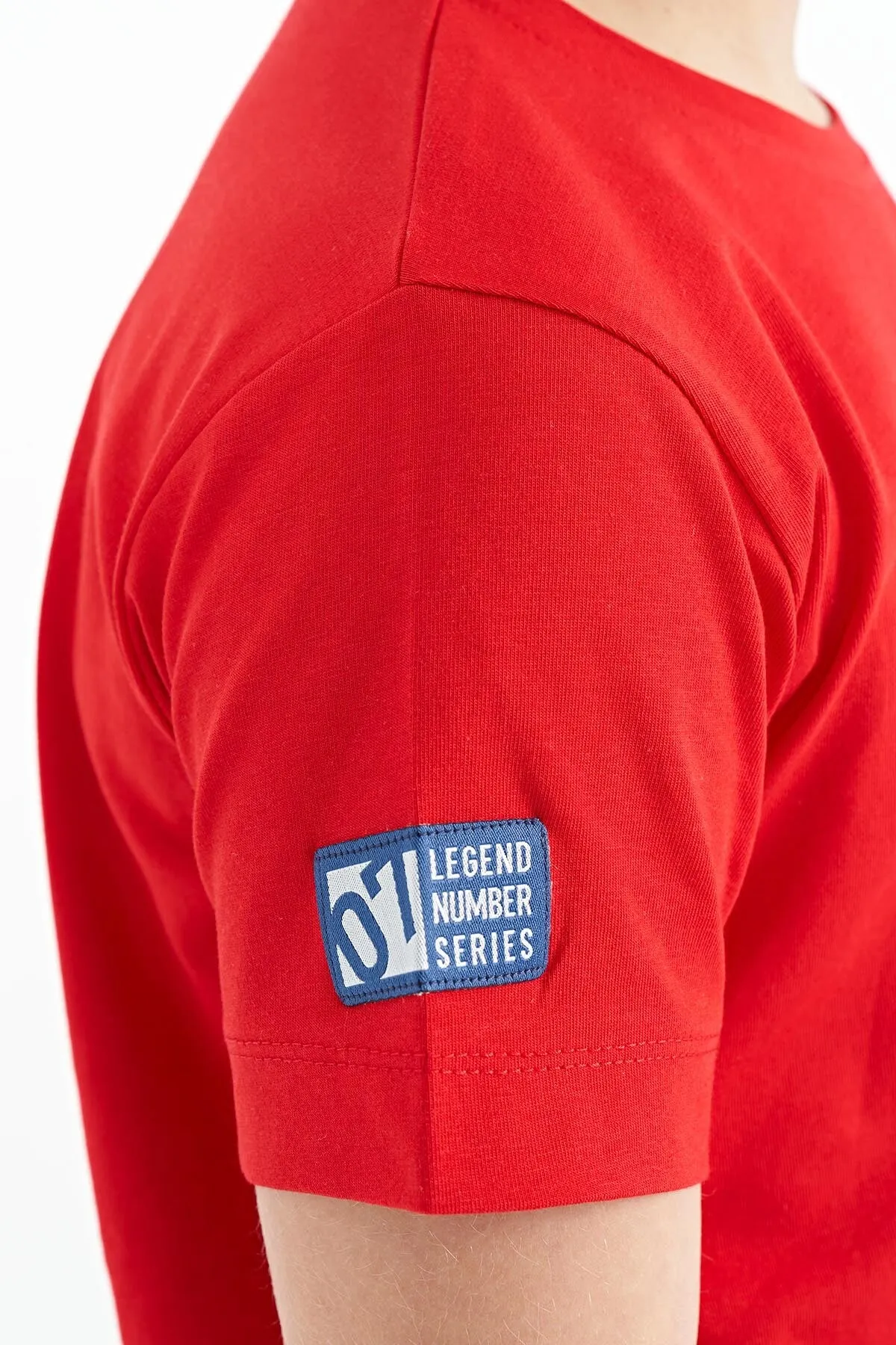 baski detayli o yaka standart kalip erkek çocuk t-shirt - 11104