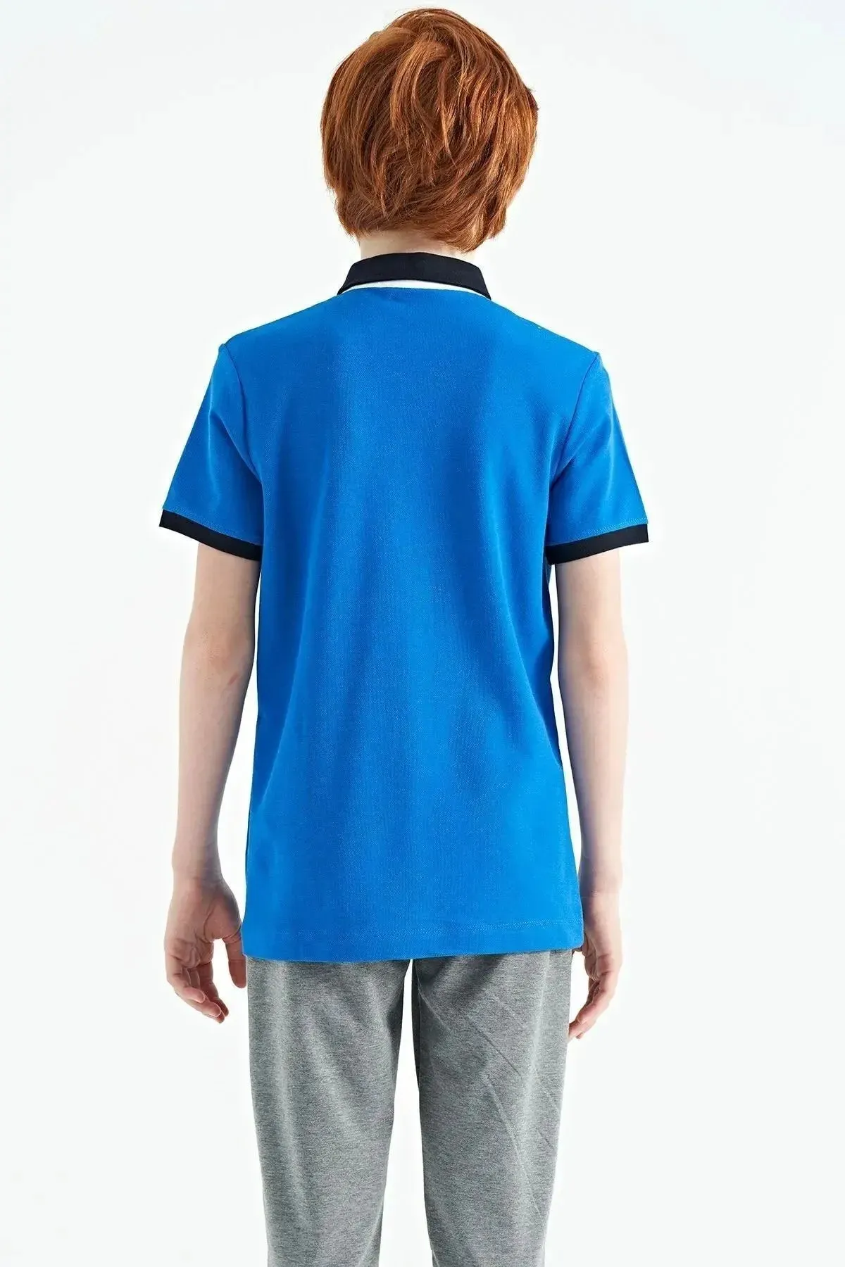 baskili cep detayli standart kalip polo yaka erkek çocuk t-shirt - 11144