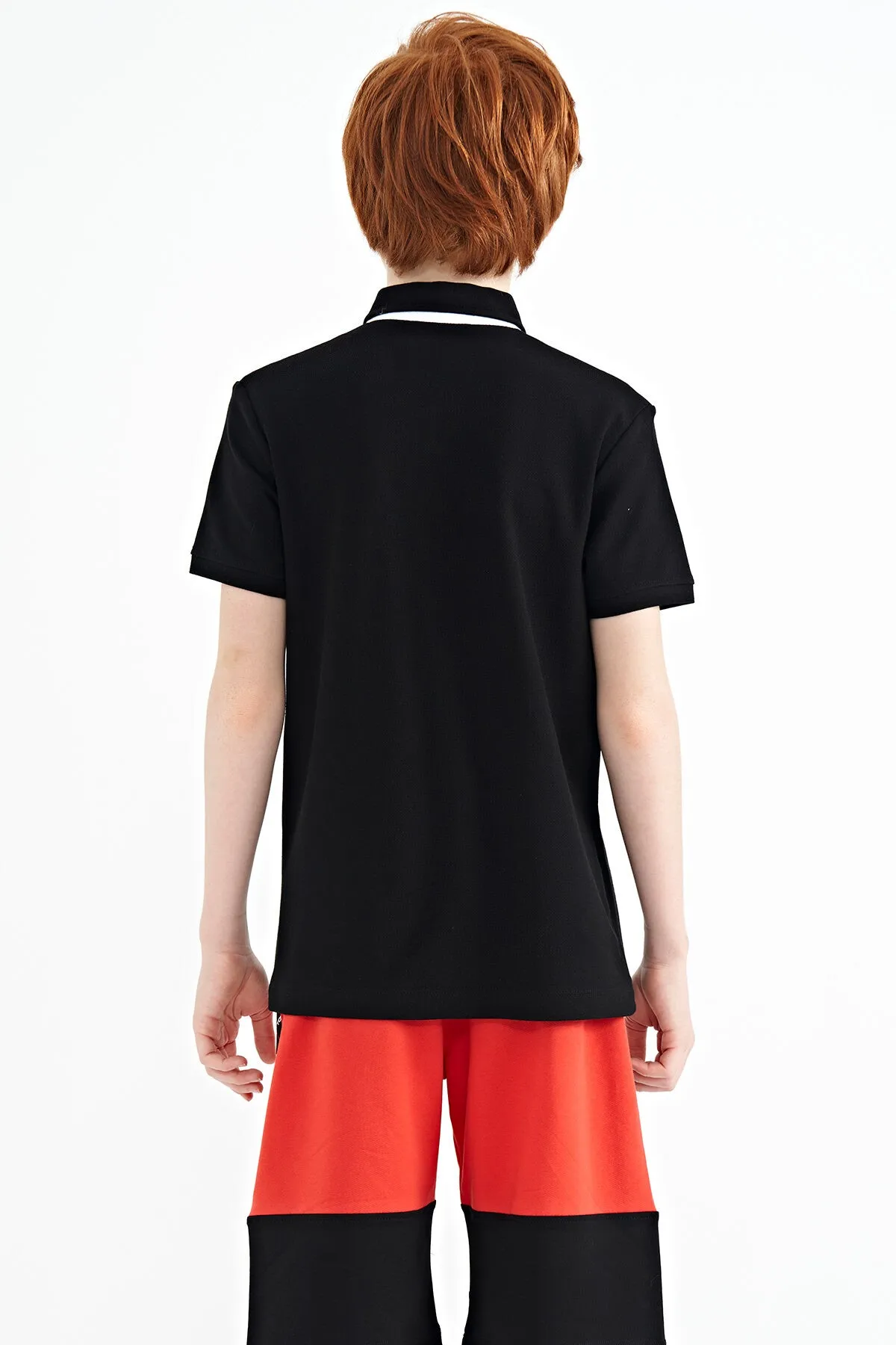 baskili cep detayli standart kalip polo yaka erkek çocuk t-shirt - 11144
