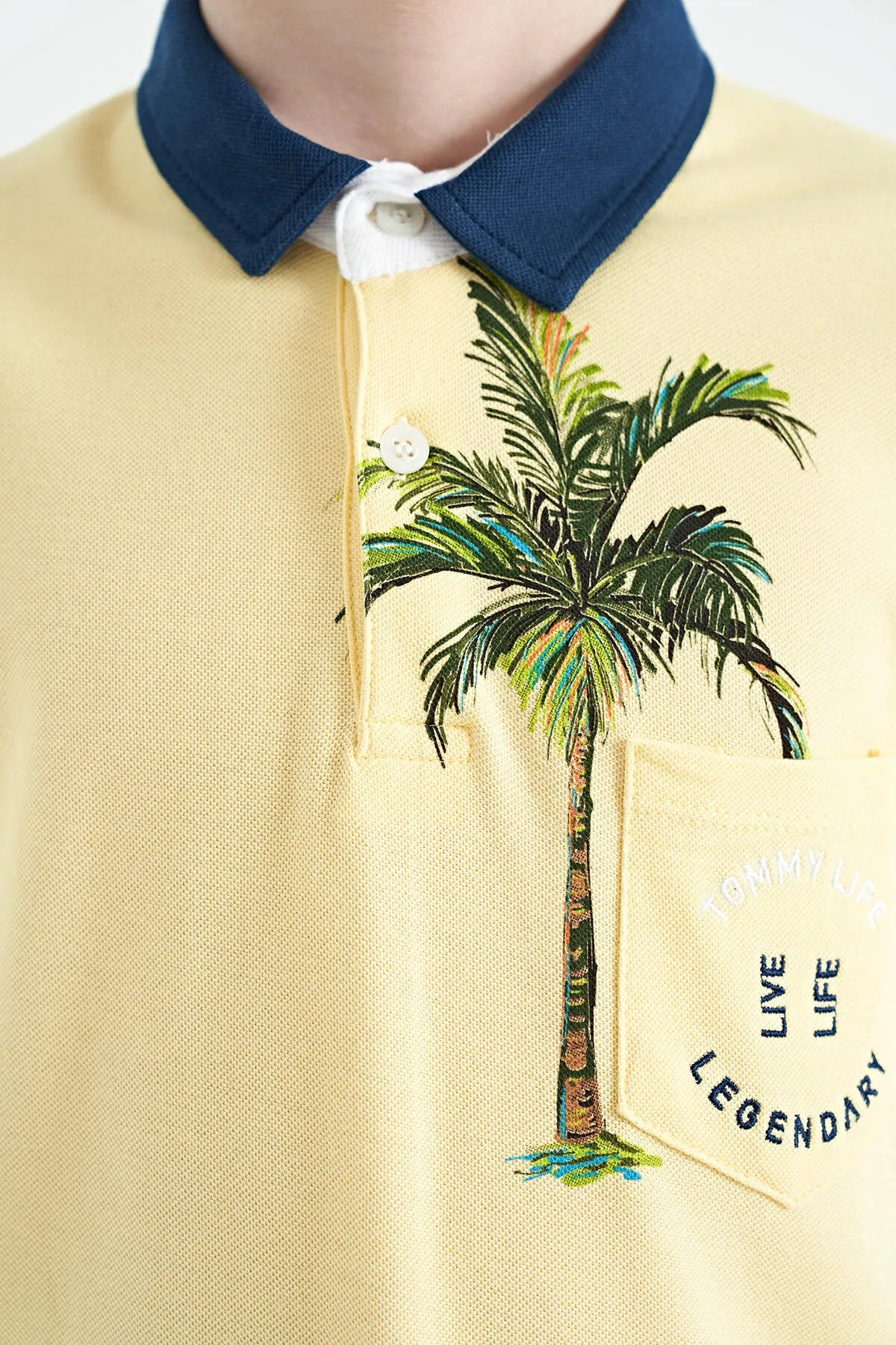 baskili cep detayli standart kalip polo yaka erkek çocuk t-shirt - 11144