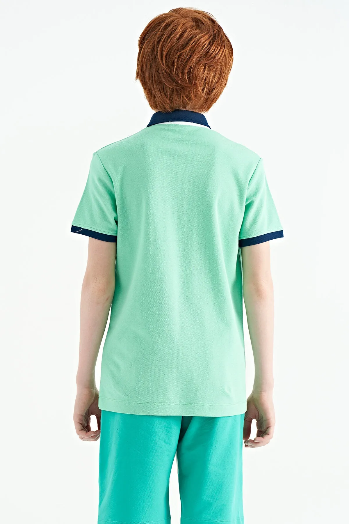 baskili cep detayli standart kalip polo yaka erkek çocuk t-shirt - 11144