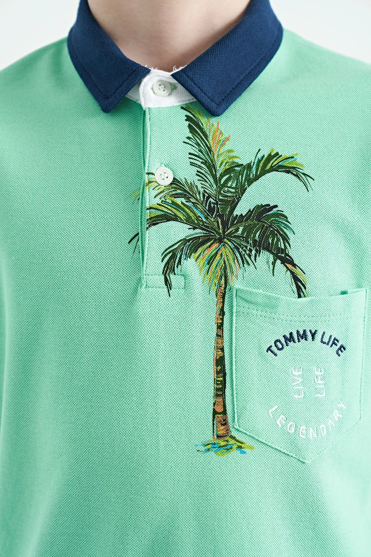 baskili cep detayli standart kalip polo yaka erkek çocuk t-shirt - 11144