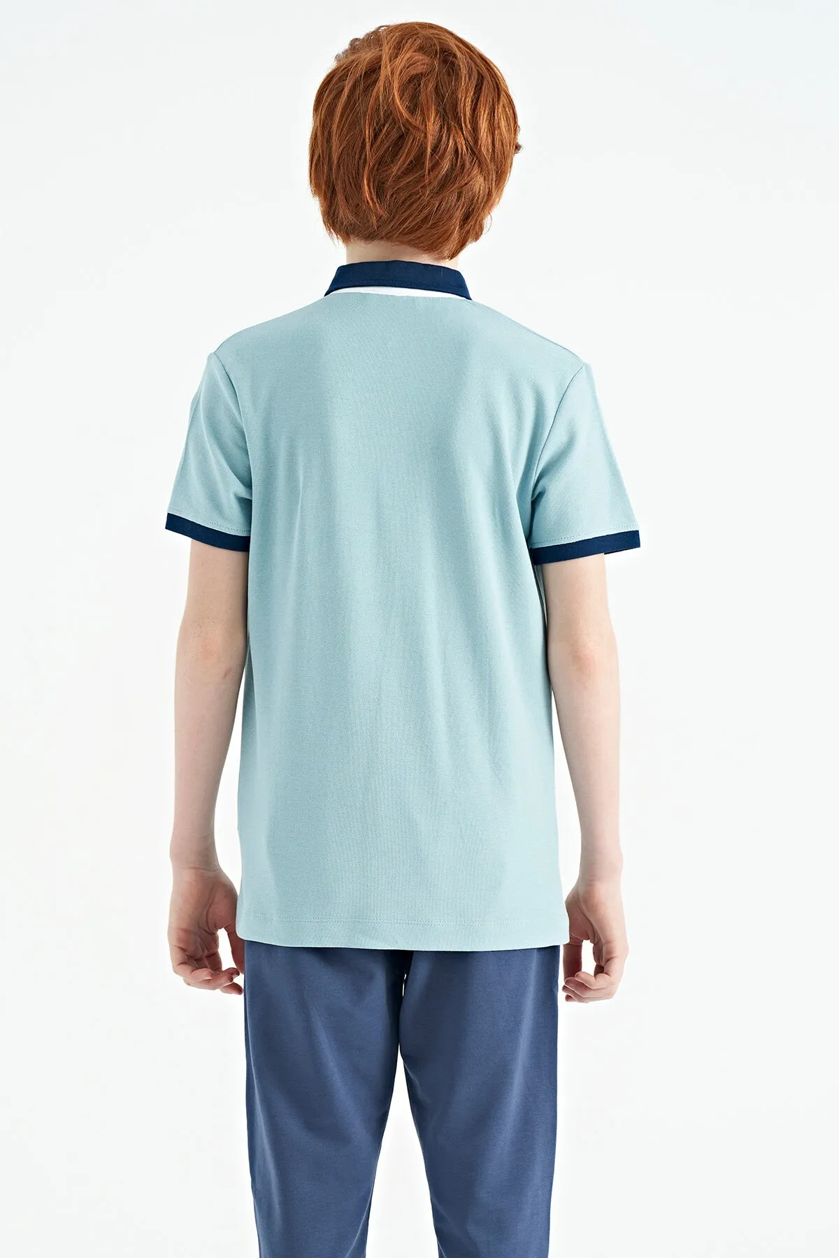 baskili cep detayli standart kalip polo yaka erkek çocuk t-shirt - 11144