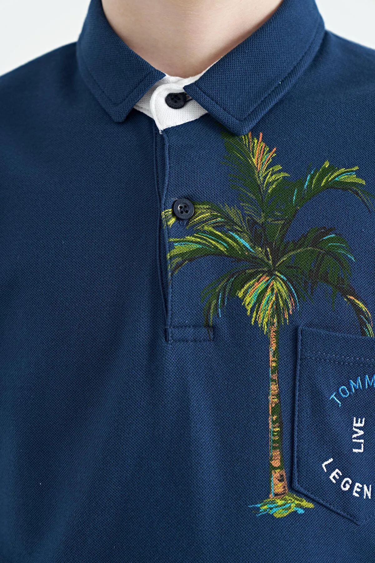 baskili cep detayli standart kalip polo yaka erkek çocuk t-shirt - 11144