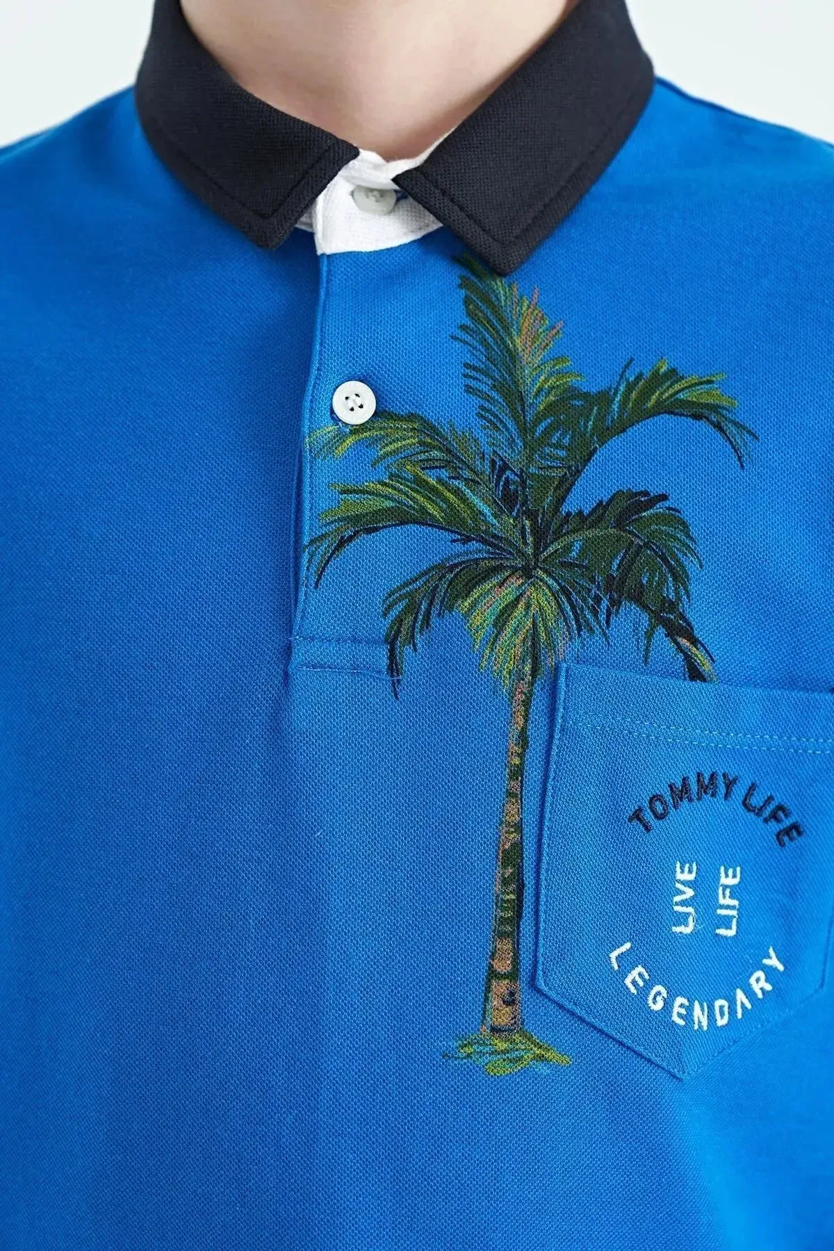 baskili cep detayli standart kalip polo yaka erkek çocuk t-shirt - 11144