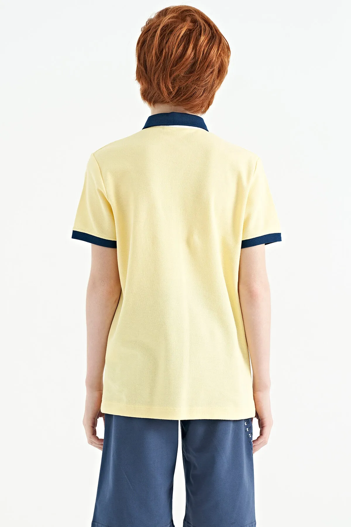 baskili cep detayli standart kalip polo yaka erkek çocuk t-shirt - 11144