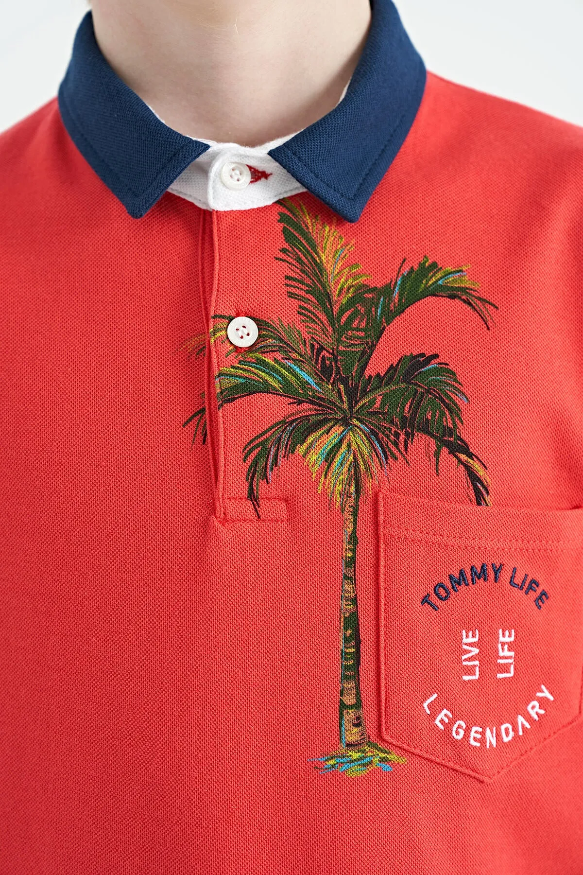 baskili cep detayli standart kalip polo yaka erkek çocuk t-shirt - 11144