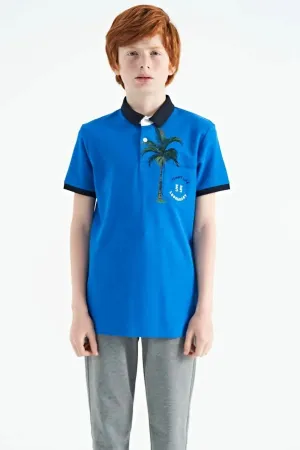 baskili cep detayli standart kalip polo yaka erkek çocuk t-shirt - 11144