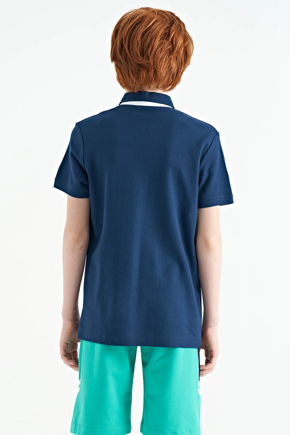 baskili cep detayli standart kalip polo yaka erkek çocuk t-shirt - 11144