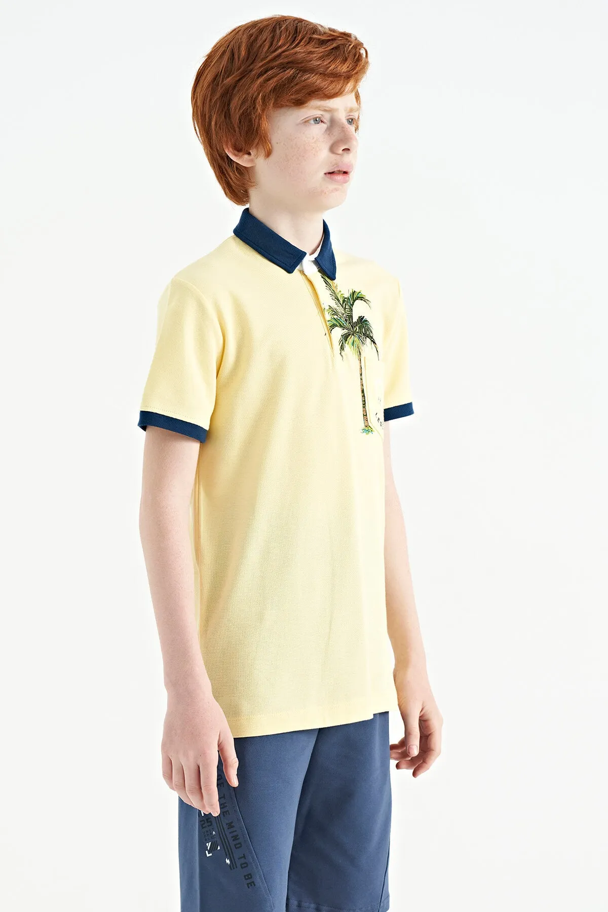 baskili cep detayli standart kalip polo yaka erkek çocuk t-shirt - 11144