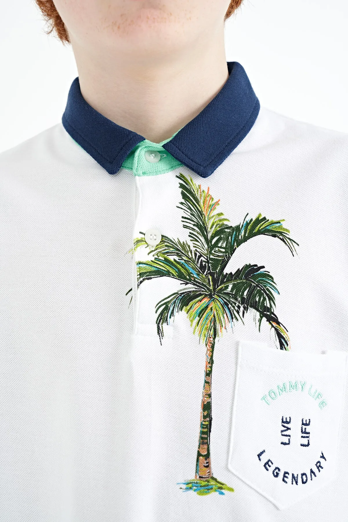 baskili cep detayli standart kalip polo yaka erkek çocuk t-shirt - 11144
