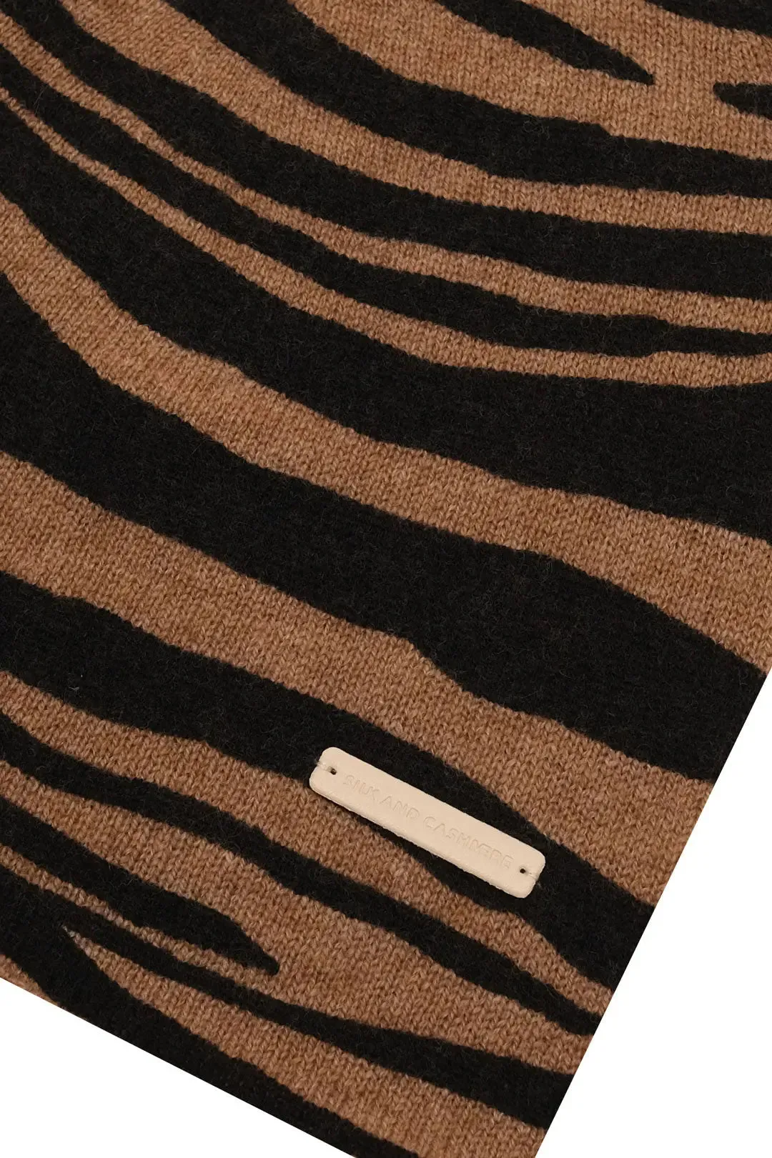 Camel Cashmere Wool Zebra Patterned beret