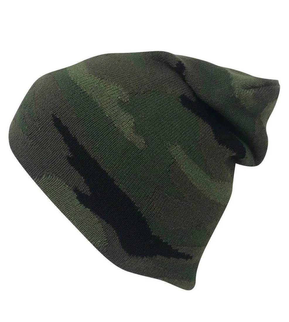 Casaba Double Layer Winter Beanies Camouflage Toboggan Caps Hats Men Women