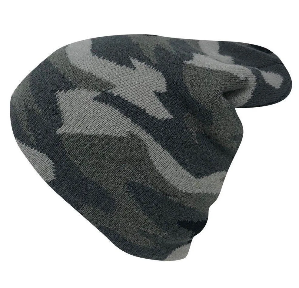 Casaba Double Layer Winter Beanies Camouflage Toboggan Caps Hats Men Women