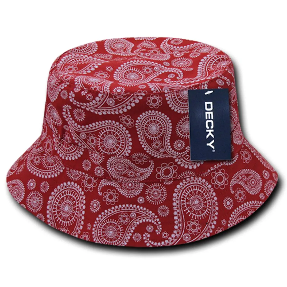 Decky 459 Paisley Bandana Design Bucket Hats Fitted Buckets Caps Cotton