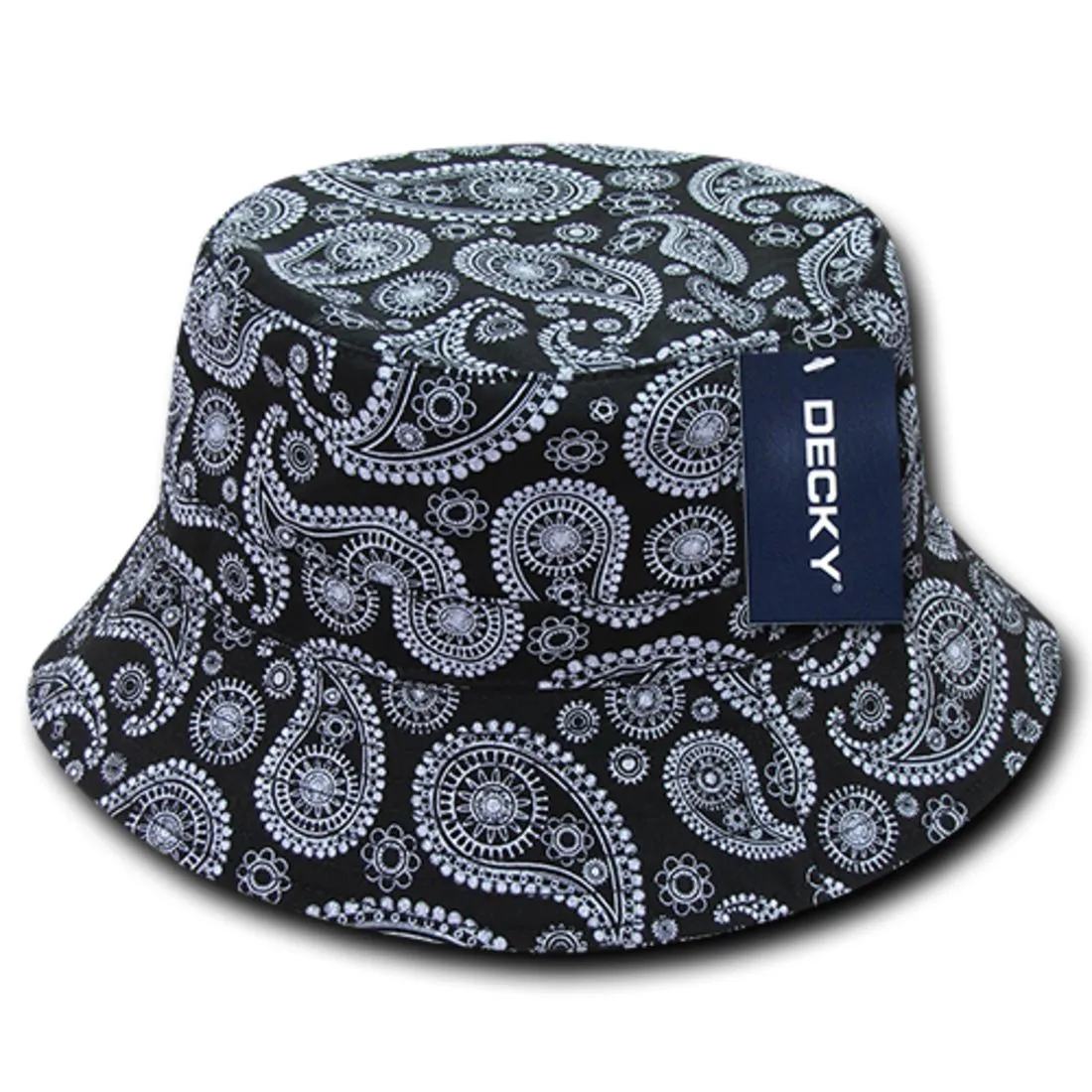 Decky 459 Paisley Bandana Design Bucket Hats Fitted Buckets Caps Cotton
