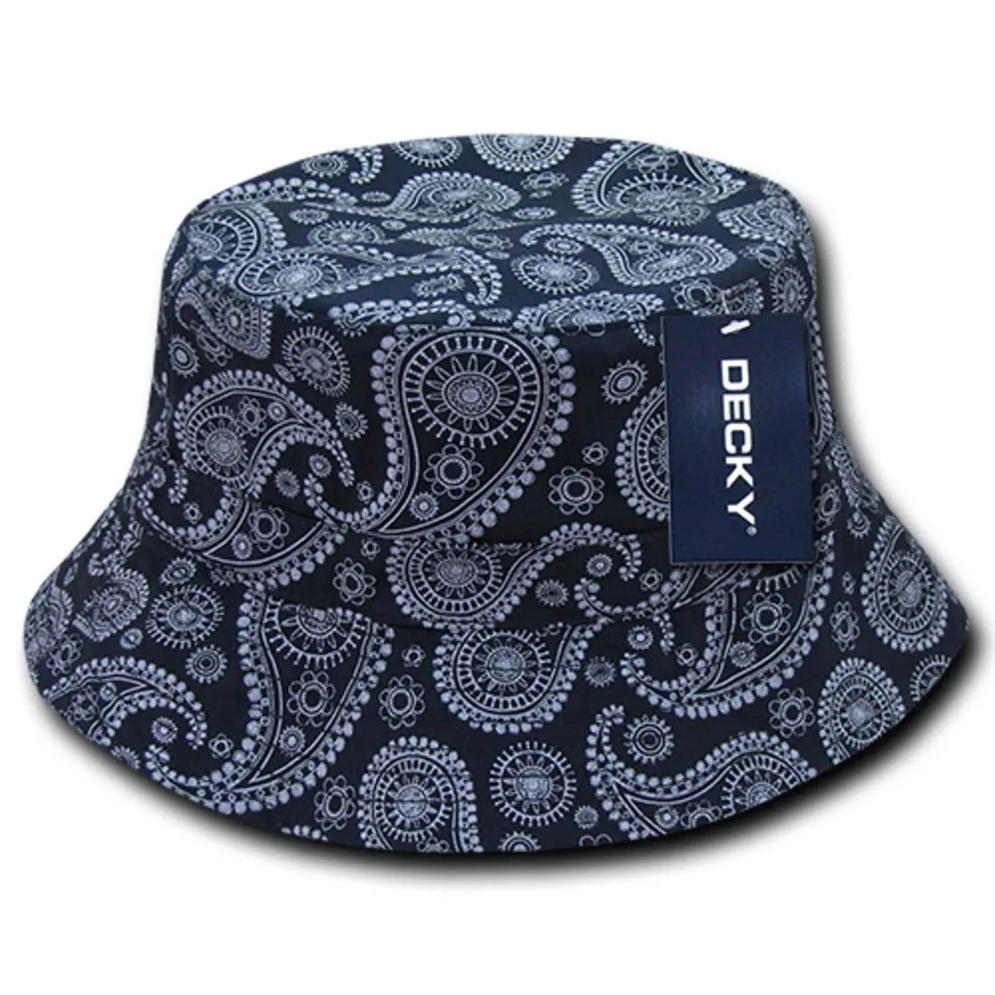 Decky 459 Paisley Bandana Design Bucket Hats Fitted Buckets Caps Cotton