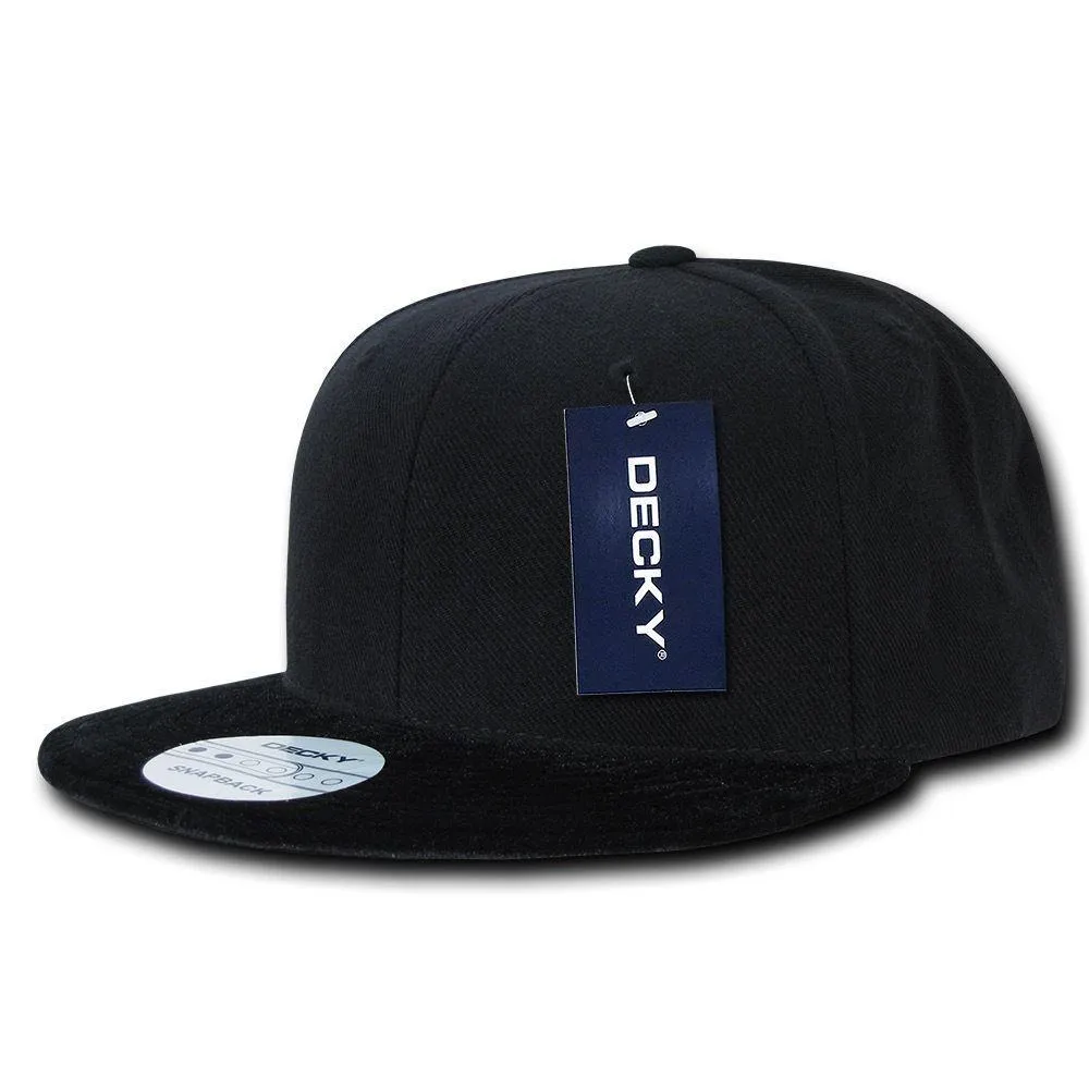Decky Velvet Black Visor Snapback 6 Panel Flat Bill Baseball Caps Hats