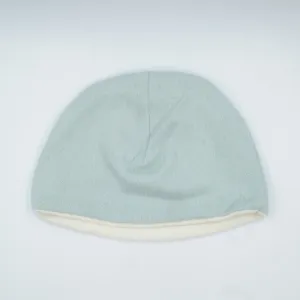 Duck Egg Blue and Cream Cashmere Beanie Hat