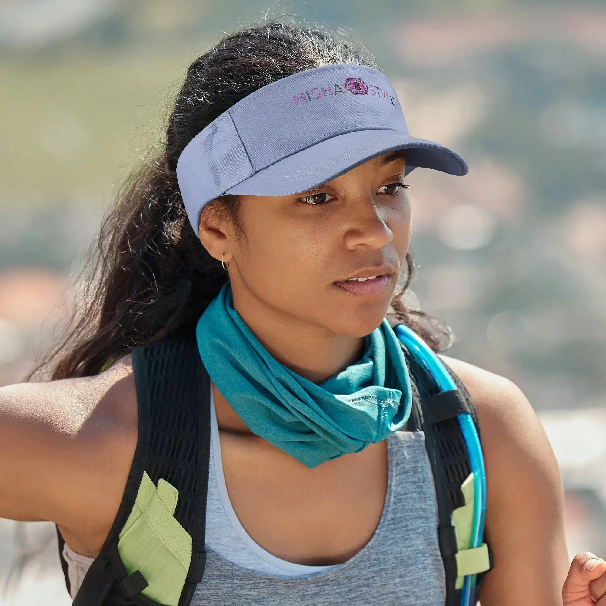 Embroidered Sun Visor Caps - Light Blue