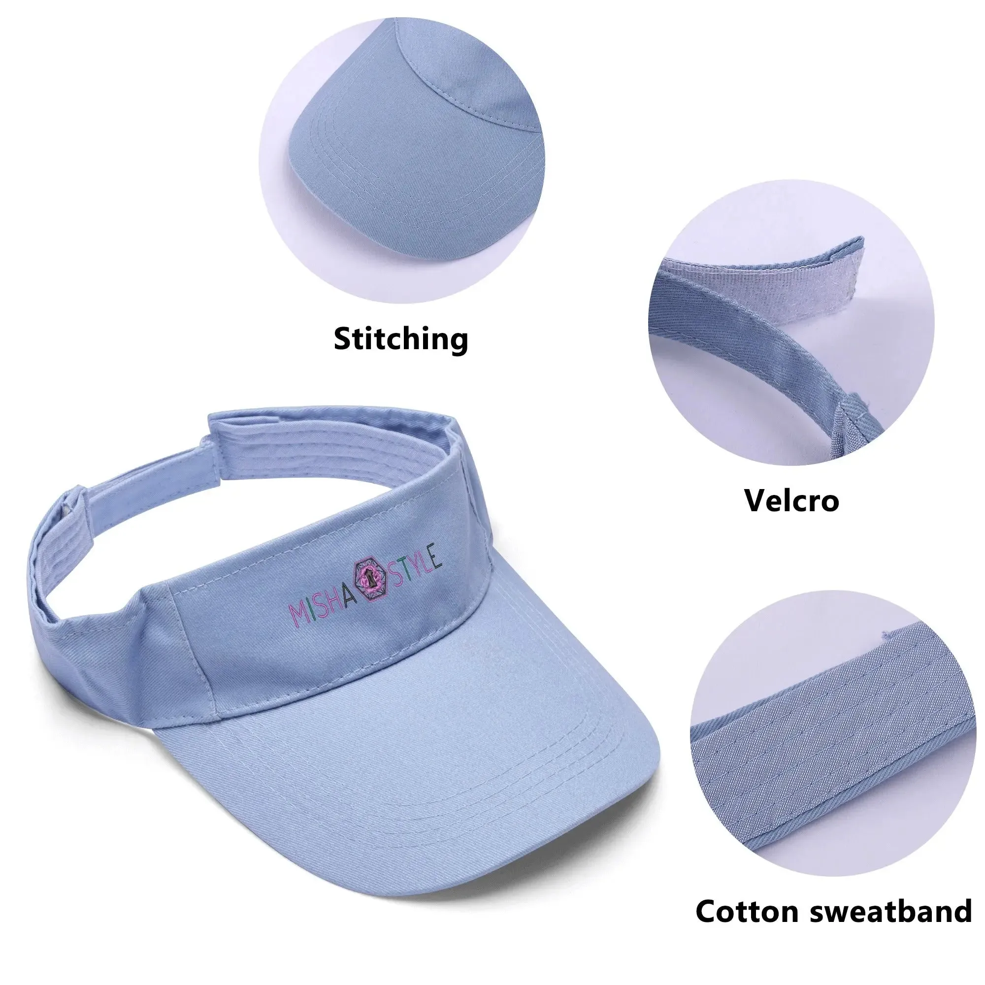 Embroidered Sun Visor Caps - Light Blue