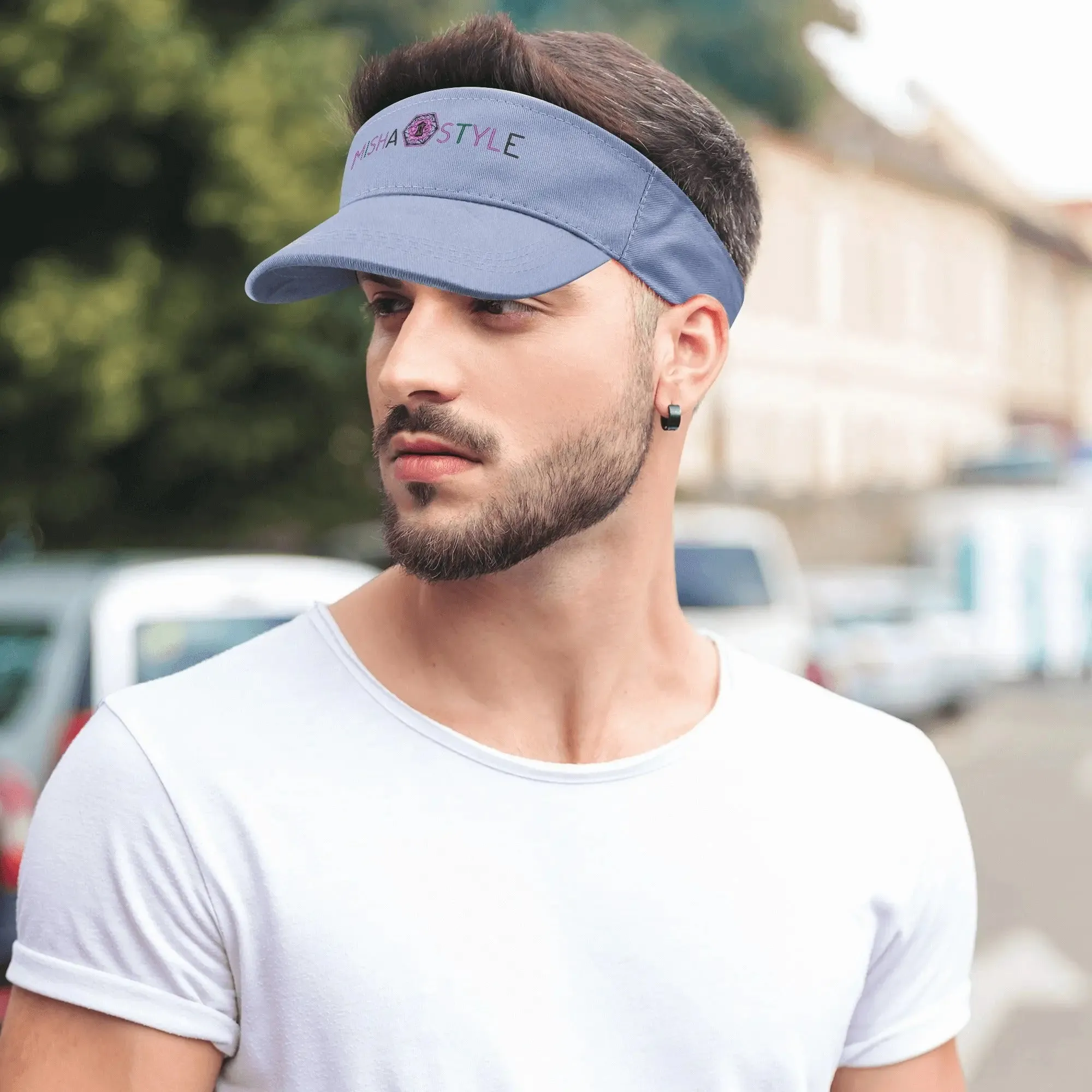 Embroidered Sun Visor Caps - Light Blue
