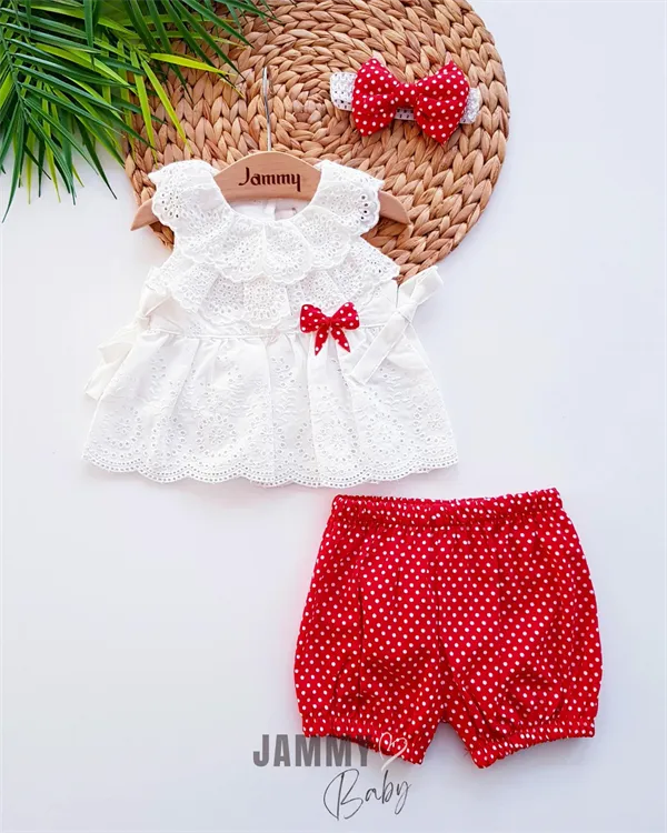 emma laced polka dot 3 piece set
