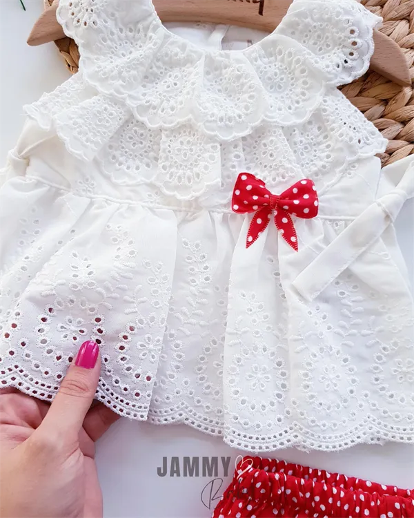 emma laced polka dot 3 piece set