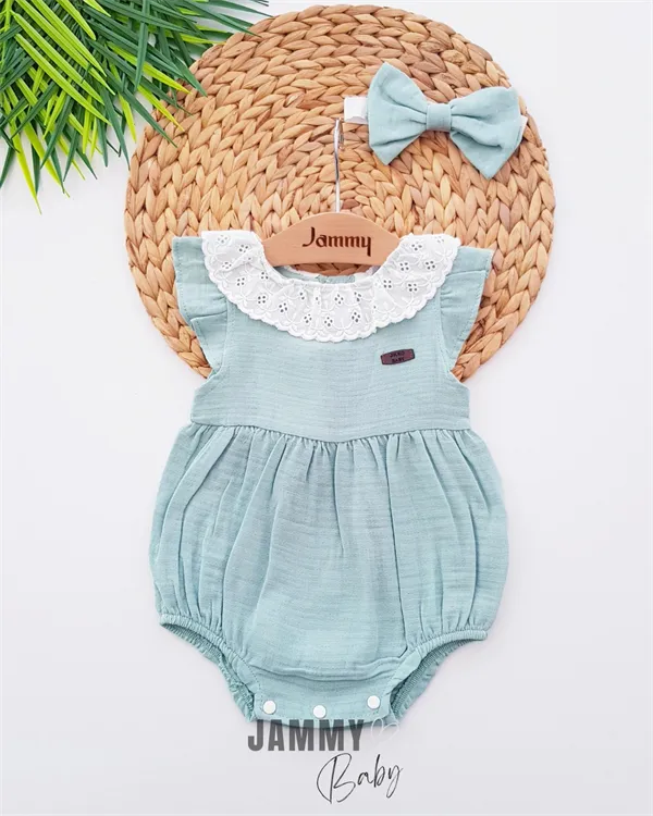 fayette lace collar bandana romper set-dry