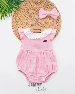fayette lace collar bandana romper set-dry