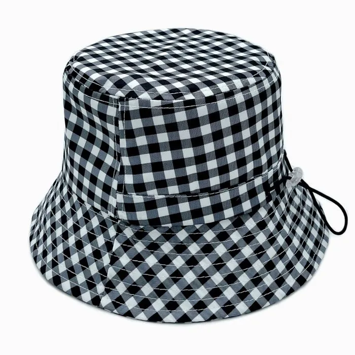 Gingham Draw String Bucket Hat