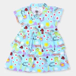 Girls Frock Printed Happy Days -Printed