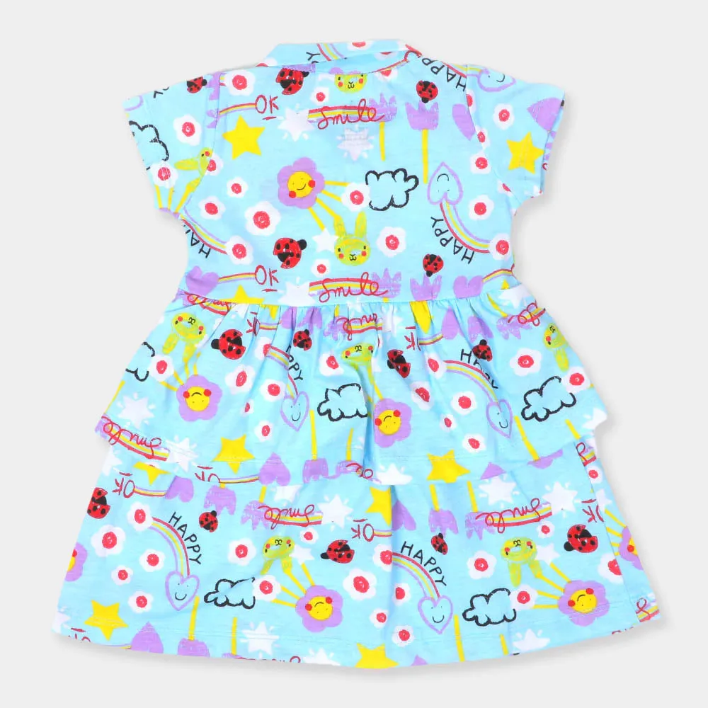 Girls Frock Printed Happy Days -Printed