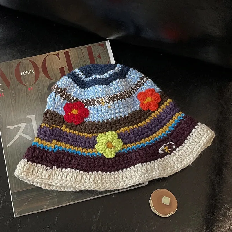 Handmade Retro and Hippy Flower Crochet Summer Bucket Hats