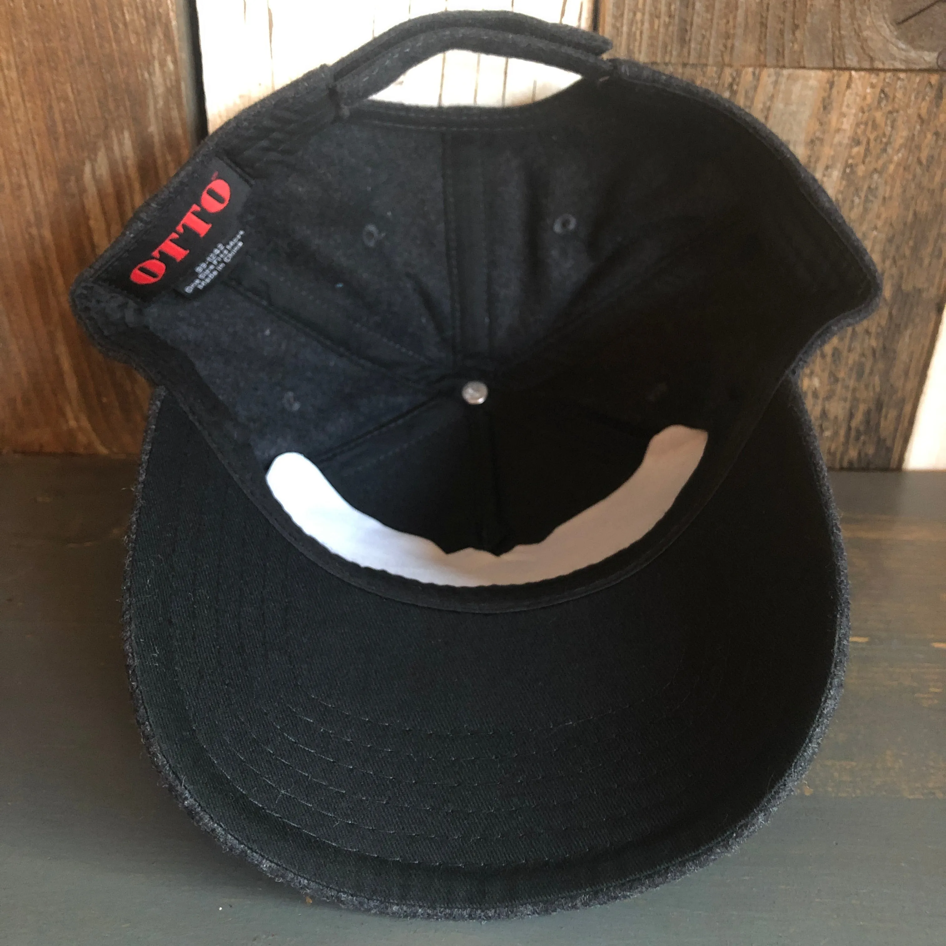 Hermosa Beach RETRO SUNSET 5 Panel Low Profile Melton Wool Blend Baseball Cap with Velcro Closure - Heather Black