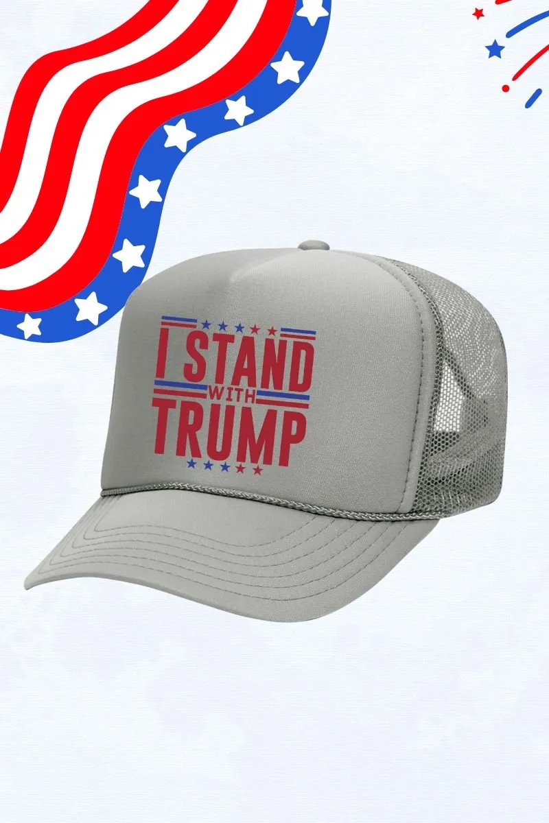 I Stand With Trump Otto Gray Foam Front Trucker Hat